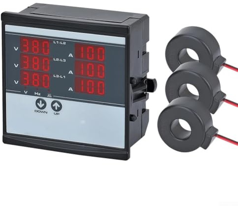 Aprilsunnyzone Amperometro digitale 220V per monitoraggio trifase AC con tre ingressi di trasformatore di corrente per la gestione della potenza della struttura (SDM-250D)