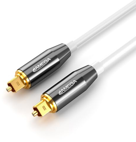 JAMEGA - 1m Toslink Kabel Digitalkabel Premium Qualität | Optisches Kabel Digital Audiokabel LWL DTS SPDIF kompatibel mit Soundbar, Stereoanlage, Heimkino, Heimkino, PS5, PS4, XBOX uvm. - Weiß
