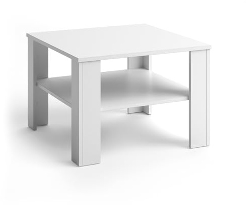 Vicco Couchtisch Homer, Weiß, 60 x 60 cm | zur Aufbewahrung von Zeitschriften und Fernbedienungen