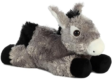 Aurora 31742 World Donkey Plush Toy | Animales compactos tumbados con estabilidad llena de frijoles