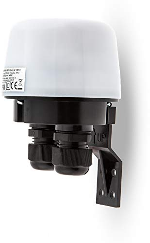 HUBER Twilight 10 Outdoor Twilight Switch, Twilight Sensor Adjustable [5-50 Lux], IP65 Jet Water Protected, Surface-Mounted Twilight Switch 230 V, 2 Cable Inlets