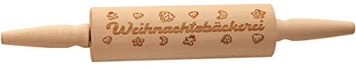 Spruchreif · XL Nudelholz mit Gravur · Teigroller aus Holz · L: 43cm · Backen · Plätzchen Teigausroller als Backzubehör · Backrolle aus Holz · Weihnachts-Motive