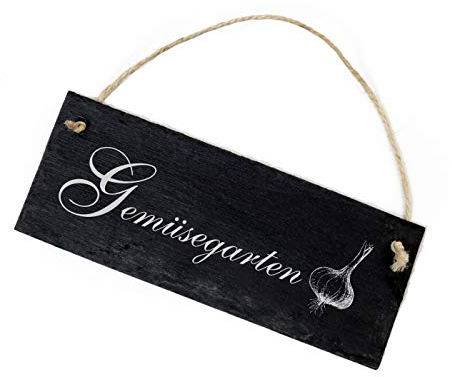 Schiefertafel GEMÜSEGARTEN - Zwiebel Schild - 22 x 8 cm