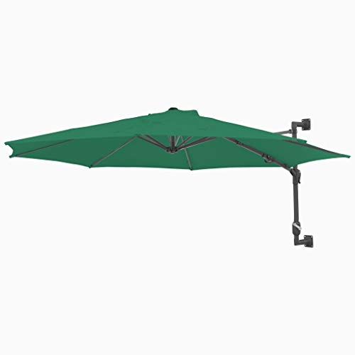 Tidyard Sonnenschirm Wandmontage mit Metallmast Marktschirm Gartenschirm Terrassenschirm Sonnenschutz Strandschirm Balkonschirm 300 cm Grün