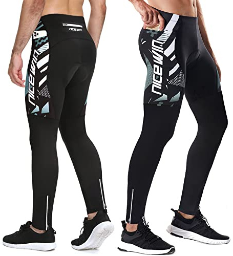NICEWIN Pantalon de Cyclisme d'hiver pour Homme avec Rembourrage de siège 4D - Collant de Cyclisme Thermique - Respirant - Séchage Rapide - Élastique - Pantalon de Cyclisme pour Homme