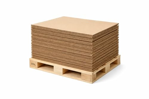 Juramondo Paletten-Wellpapp Zuschnitt Karton Braun 600 mm x 800 mm verschiedene Ausführungen (1-Welle, 25)