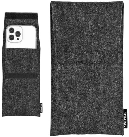 SimonPike Handyhülle passend für Apple iPhone 17 Pro | 16 Pro | 15 Pro (Gr. H) | Sidney anthrazit Filztasche aus Wollfilz Handy/Smartphone Tasche
