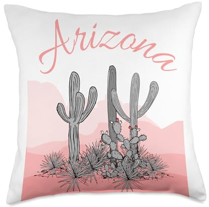 Southwestern Style Design Saguaro Cactus Arizona Desert Scene Coral Pink Throw Pillow, 18x18, Multicolor