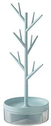 HGUIM Schmuck-Baumständer, 36 cm, drehbarer Schmuckständer mit Sockel, Aufbewahrung, Ohrring, Armbandhalter, Schmuckturm, Baum, tolles Geschenk für Frauen und Mädchen, blau