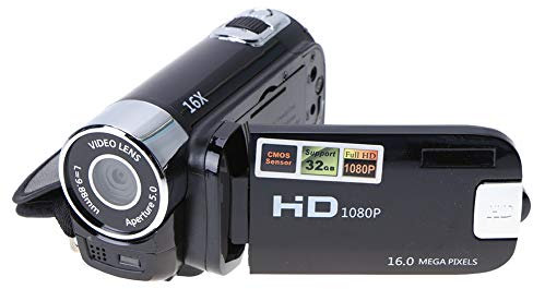 Caméscope numérique zoom 16x avec vision nocturne, caméra de vlogging Full HD 1080p, 32 Go, 2,7″, mini caméscope DV, écran LCD rotatif