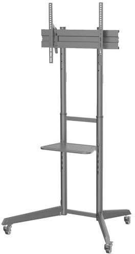 DIGITUS Carro de TV con Estante - para televisores de 37-70 - Capacidad de Carga 50 kg - VESA 100x100 a 600x400 - gestión de Cables integrada - Regulable en Altura - Giratorio e inclinable - Negro
