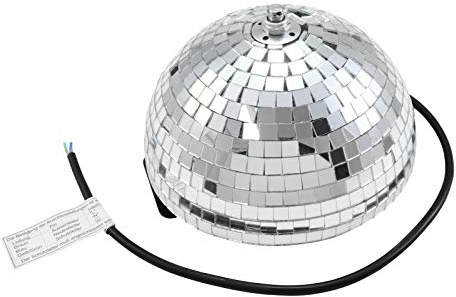 Spiegelkugel halb 20cm - für Deckenmontage - Diskokugel Echtglas - inklusive Motor (silber, 10x10mm Spiegel)
