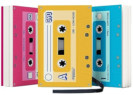 Suck UK Music Notebook - Cassette Tape Notebooks - Mix Tape Book - Retro Themed Gifts - Music Stationery - 80s Retro Gift - Pocket Size Notepad - Mini Tape Record - Multi Colour Mini Notebooks 3 Pack
