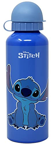 CARTOON Borraccia in alluminio per bambini, Stitch, Disney, BPA Free, bottiglia con ciuccio, beccuccio, capacità 500 ml