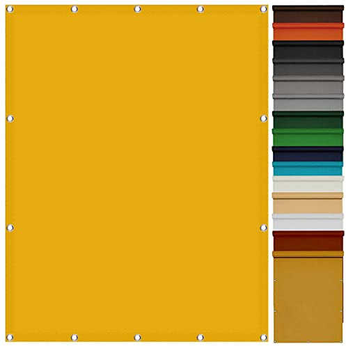 Rechteckig Sonnensegel Wasserdicht 1.2 x 3 m Sonnenschutz Windschutz Segel Baldachin mit Ösen und Befestigungsseile für Balkon Terrasse Garten Outdoor, Gelb