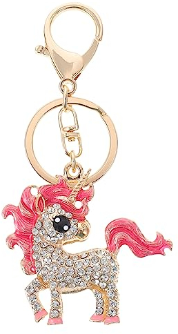 GALPADA Strass Schlüsselanhänger Einhorn Aus Zinklegierung Hängender Taschenanhänger Mit Strasssteinen Dekoratives Schlüssel Und Autohänger Accessoire Für Damen Und Mädchen