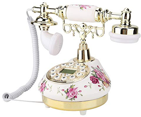 Teléfono Vintage, Teléfonos Fijos Retro De Cerámica para El Hogar, Teléfono Fijo Retro Europeo Clásico, con Función FSK/DTMF/Identificador De Llamadas, Decoración Vintage