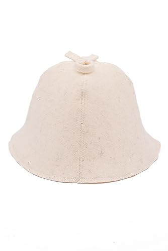 Ger3as Sauna Hat Wool 100% with Embroidery Tub and Bath Broom Hat Sauna Cap (with Hook, 6 7/8-7 1/2)