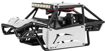 INJORA Nylon Rock Buggy Scocca Pannelli Alluminio Kit Telaio per 1/24 RC Crawler Car Axial SCX24 C10 JLU Bronco Base Camp Upgrade Parts，Argento