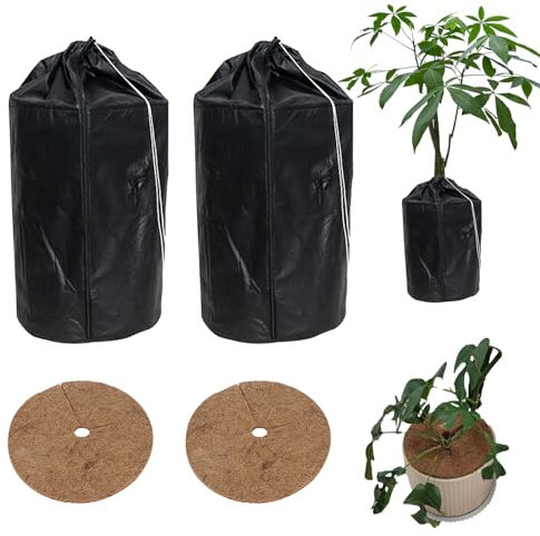 Thermo Topfschutz Für Pflanzen, Ø 45 Cm × H 55 Cm, Winter Pflanzen Frostschutzhülle Und Kokosmatten, Winterschutz Für Kübelpflanzen Mit Zugband, Aluminiumfolie Wärmedämmende Vor Kälte Und Frost