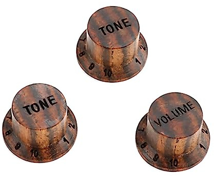 3 Stück Gitarrenknöpfe aus Zebrano Holz für Gitarre und Bass GD418 | Potentiometerkappen, Präzise Einstellung von Lautstärke und Ton, Korrosionsbeständig, Legierungsmaterial
