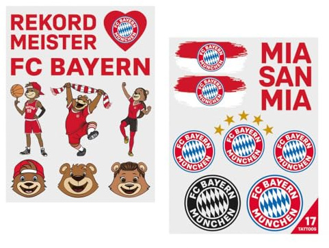 FC Bayern München Fan-Tattoos 2er Set Gesichtsaufkleber temporäre Tattoos FCB