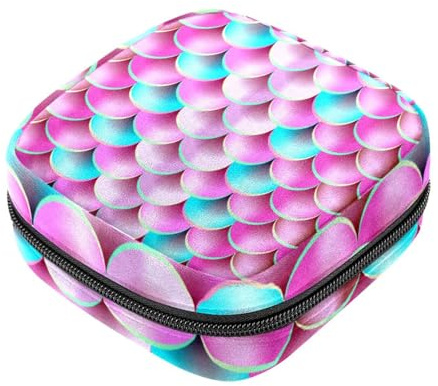 Bolsa para niñas y mujeres, bolsa de basura sanitaria rosa con escamas de sirena, bolsa de eliminación de servilletas sanitarias de gran capacidad con cremallera