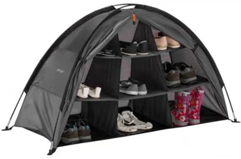 Peosaard Camping Shoe Organizer, 9 Compartment Foldable Camping Organizer, Arched Tent Organizer with Storage Bag, Zipper Closure Camping Storage for Camping Accessories