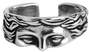 IMINI Vintage Venus Half Face Ring For Women Girls Men Adjustable Personalized Open Wrap Knuckle Finger Band Ring Thumb Fashion Unique Jewelry Birthday Valentine's Day Gifts