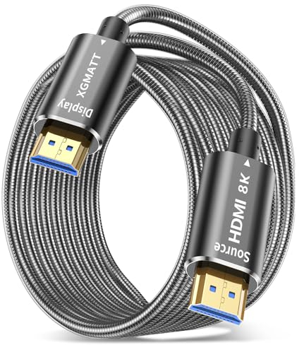 XGMATT 8K HDMI Glasfaserkabel 25M, Stahlpanzerung Optisch HDMI 2.1 Kabel 48Gbps Ultra High Speed 8K@60Hz 4K@120Hz Dynamic HDR eARC HDCP 2.2&2.3 für HDTV/Projektor/Heimkino/TV-Box/Gaming-Box/PS5
