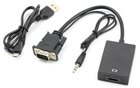 Obesntln VGA to HDMIs Adapter,VGA to HDMIs Adapter/Converter Cable With Audio 3.5mm | 1080P Converter VGA Source (PC) in HDMI Connector Of TV. Active Maschio VGA-HDMIs Out Lead Video Cord