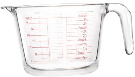 Hoement Taza Medidora De Vidrio De Escala Vaso Graduado Para Cocción y Bebidas Accesorio De Cocina y Fácil De Limpiar
