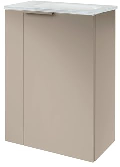 FACKELMANN B.Paris Gäste WC Waschtisch Set SBC – 45 cm breit, Grau, Weißes Glaswaschbecken, Türanschlag rechts, Maße (45 x 60 x 25 cm)