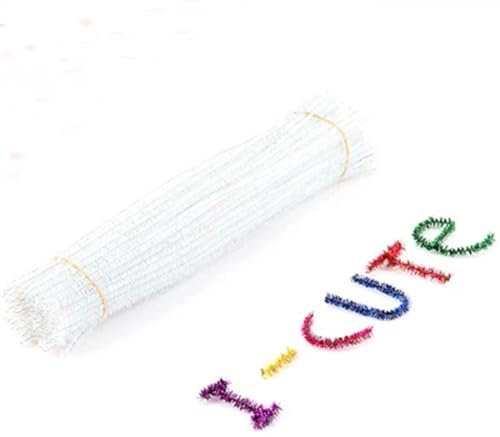 OZLCUA Pfeifenreiniger Für Bastelarbeiten 50 Stück Chenille-Stiele, Pfeifenreiniger, Plüsch-Stiele, verdrahtete Stäbchen, Kinder-Lernspielzeug, Basteln, DIY-Bastelbedarf Basteldraht(White)