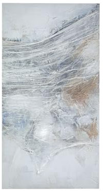 Romimex Ölbild, Weiß, Beige, Grau, Leinwand, abstrakt, 60 x 120 x 4 cm, Marke EAN: 8435700807666