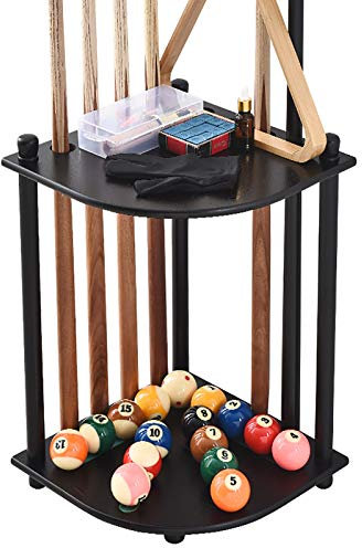 SaryEdge Schwarzer Eck-Queue-Ständer, Billard-Stick-Halter aus Holz für den Boden, freistehender Billard-Queue-Ständer für 8 Sticks(