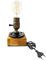 Y.W.Licht Tischlampe mit E27 Sockel Dimmbar 1,8 Meter Kabel mit Stecker Schalter E27 Lampenfassung mit Holzsockel für Wohnzimmer Schlafzimmer Max.60W Vintage Industrial Nachttischlampe (ohne Birne)
