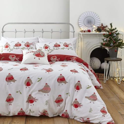 Bettdecke 200x220 Ohne Bezug Nutzbar, Weihnachtsvögel Sind Süß Bettdecken Waschbar Ganzjahresdecke Kinder 4 Jahreszeiten Steppdecke, Bettzeug Microfaser mit 2 Kissenbezug für Sommer Winter Doppelbett