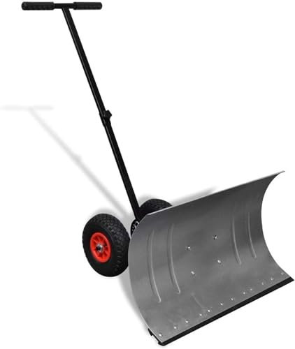 Générique Pelle à Neige, Pelle à Neige avec Roues, Pelle à Neige réglable en Hauteur, Pelle à Neige en métal Robuste pour Jardins, patios et Routes