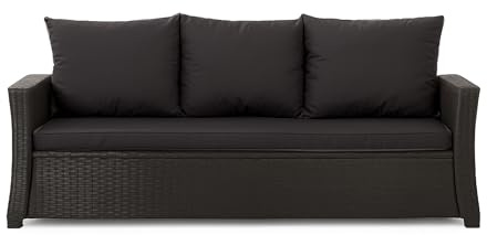 Setgarden® Bankauflage - Outdoor sitzkissen für Gartenbank für polyrattan- Polster Auflage Outdoor - Bankpolster Auflage für Hollywoodschaukel Rattan Sitzbank (Schwarz, 160x60x50cm)