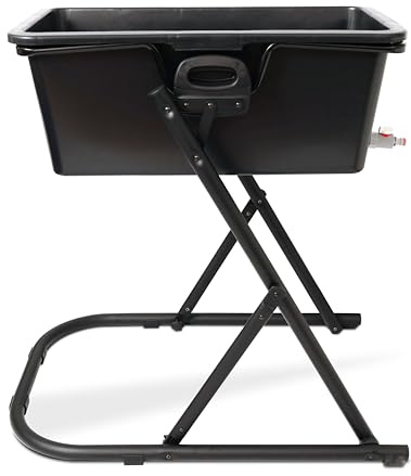 Bortaberg Elevated Dog Bath Tub, 90L Foldable Grooming Station with Stand, 78x48x31cm Black UV-Resistant Plastic with Drain