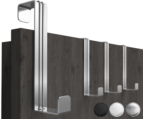 4smile Türhaken zum Einhängen, 4er Set, Fb. Silber | Platzsparende Kleiderhaken Tür für ganze Wohnung, universelle Haken zum Einhängen - Stabile Türgarderobe, Türhakenleiste
