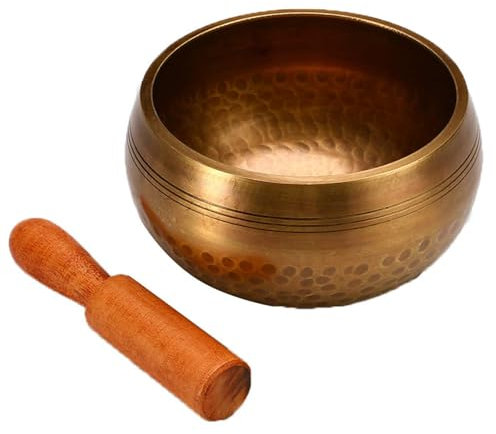 MDFCZXP Cuenco Tibetano Martillado a Mano de 9,5 cm, Budismo, meditación, Campana, Terapia de Sonido, Cuenco Budista de latón,Marrón,9cm
