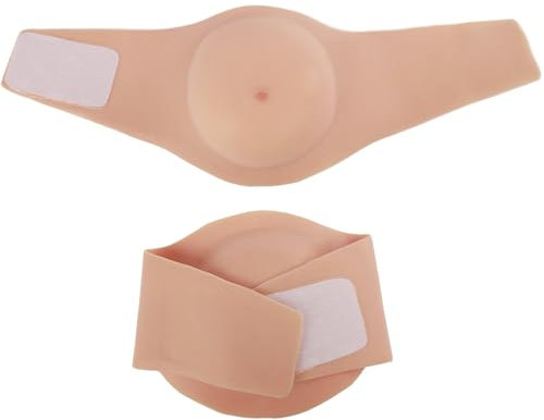 YRZGSAWJ Faux Ventre de grossesse 3/4 Mois Femme Enceinte en Silicone Realiste Fausse Grossesse pour Cosplay Film Props (Marron)