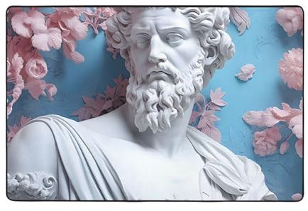 Tappetino da bagno antiscivolo per pavimento del bagno in gesso bianco scultura David zerbino 183 x 122 cm, super assorbimento d'acqua, design accogliente, lavabile in lavatrice