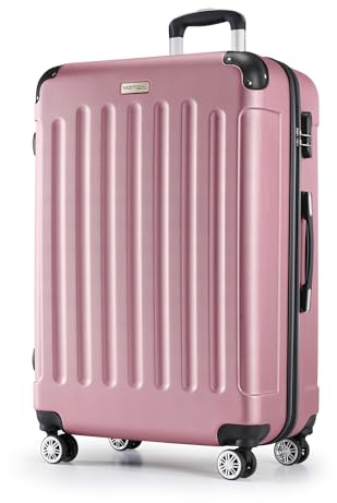 MERISH Reisekoffer Koffer Kofferset Trolleys Zwillingsrollen 3tlg. Hartschale in 9 Farben (Rose, XL)