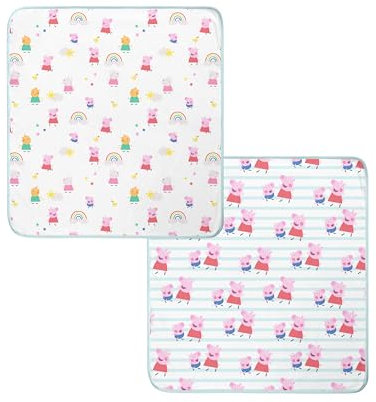 Character World Official Peppa Pig Baby Nursery Bed Jersey Blanket for Girls, Blue and White Reversible Receiving Blanket for Newborns - 70cm X 75cm