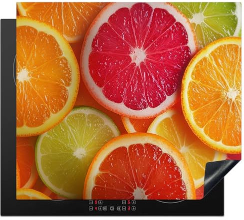 KitchenYeah© Protector Vitroceramica 59x52 cm Tapa para induccion Placa Encimera Cubre de Protectora Cocina Fruta - Colorida - De Cerca