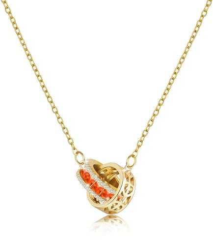 Linawe Edelsteine Anhänger Kette Damen, Statement Halskette Schmuck Set, Edelstahlkette Geburtsstein Kristall Kettenanhänger, Erhältlich in Gold, Roségold und Silber