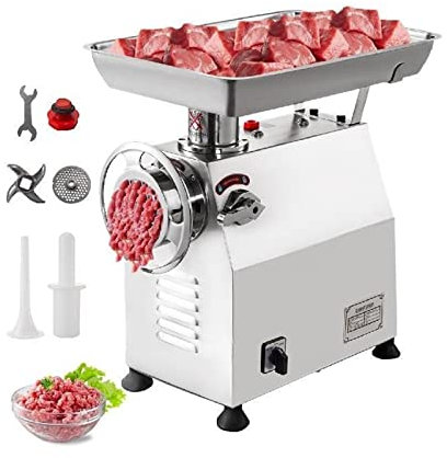 KJZQXYX Commercial Meat Grinder 770lbs/h Electric Sausage Maker Stainless Steel With 2 Grinding Heads & 2 Blades For Restaurant